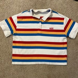 Vans retro stripped cropped polo shirt size S